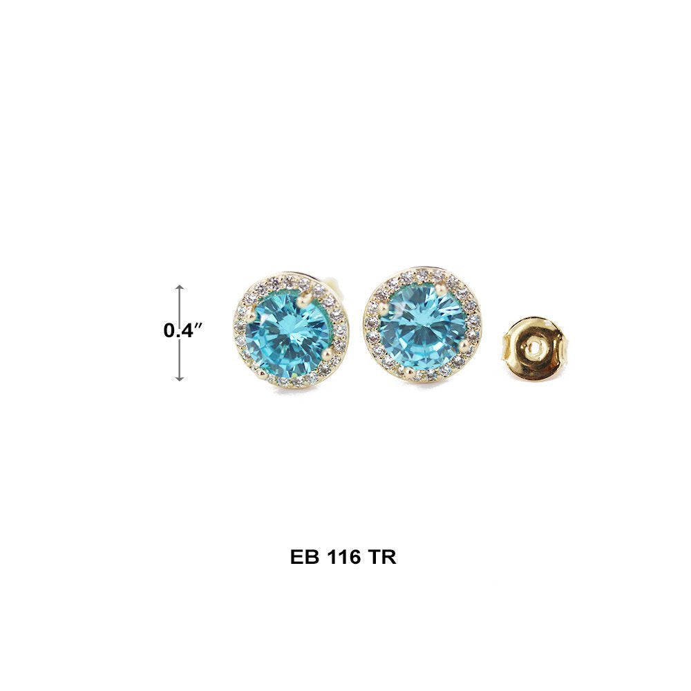 Aretes de botón CZ de 8 MM EB 116 TR