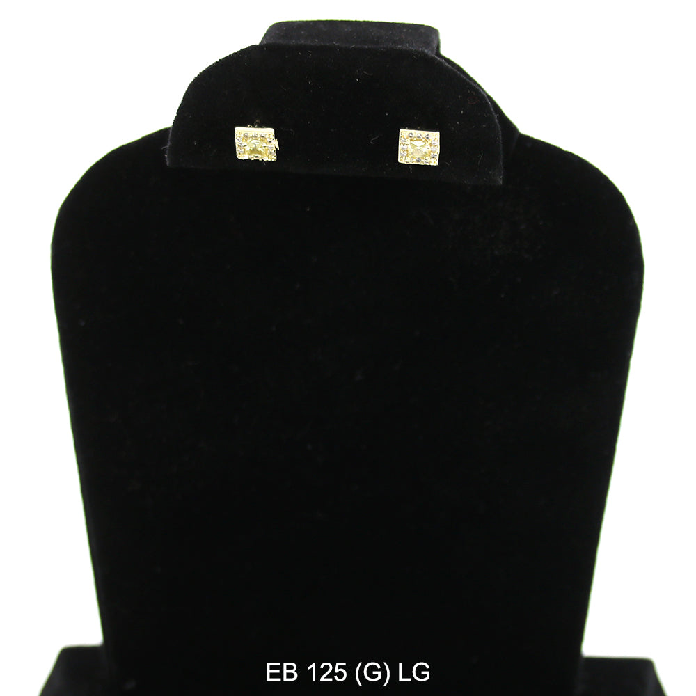 Aretes de botón CZ de 3 mm EB 125 (G) LG