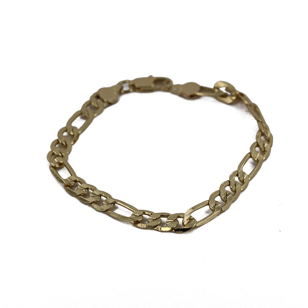 Brazalete de corte de diamante Figaro de 7 MM FGDC7G B 9"