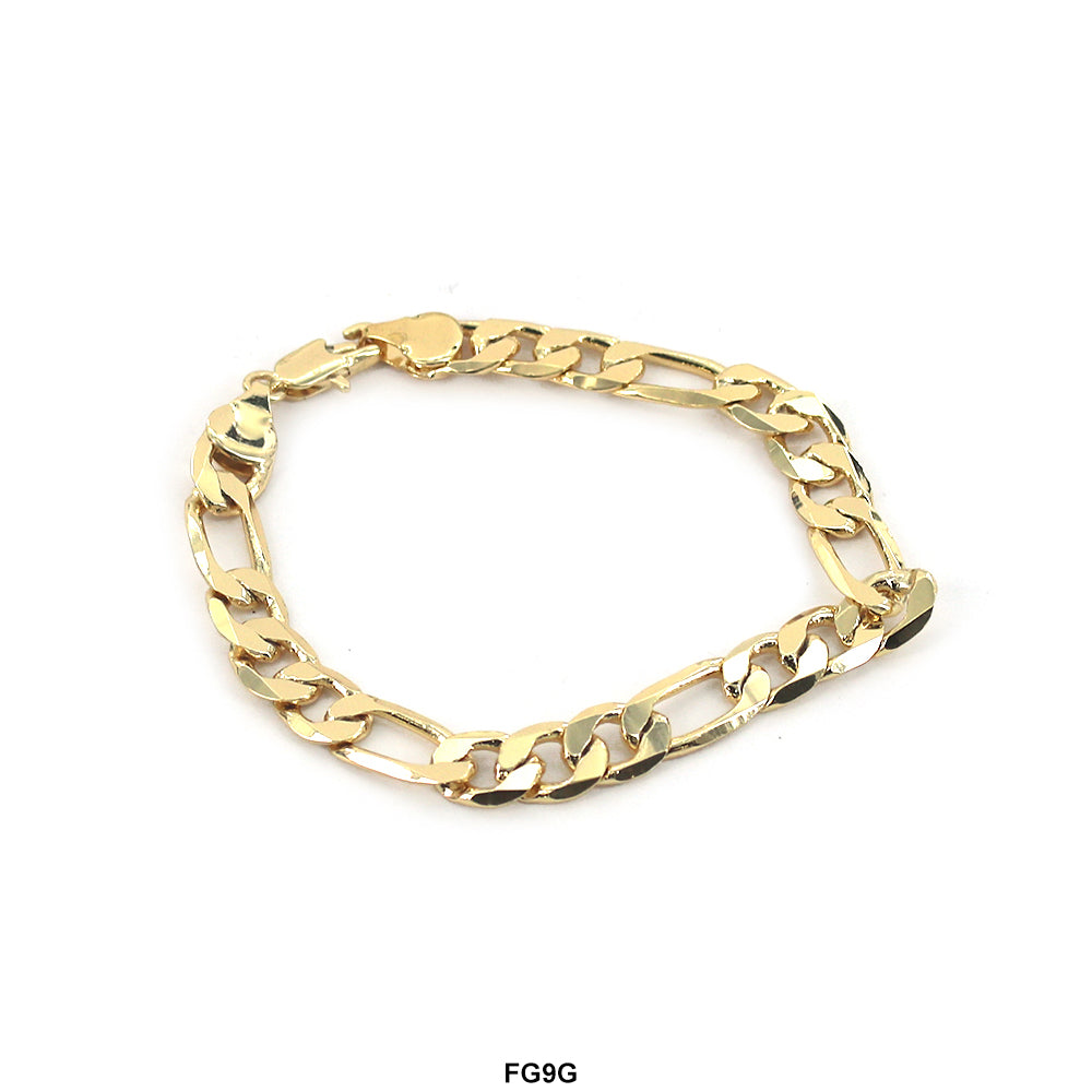 9 MM Figaro Bracelet FG9G 8.5"