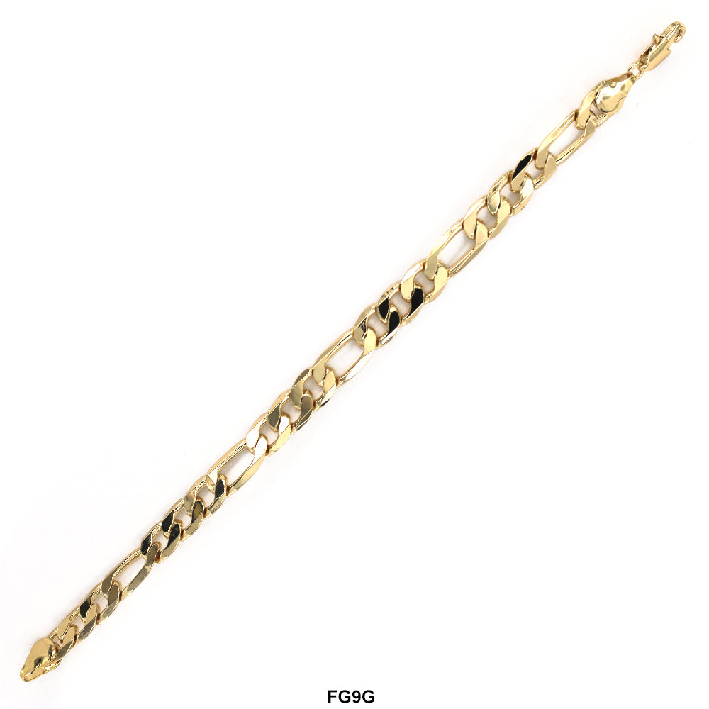 9 MM Figaro Bracelet FG9G 8.5"