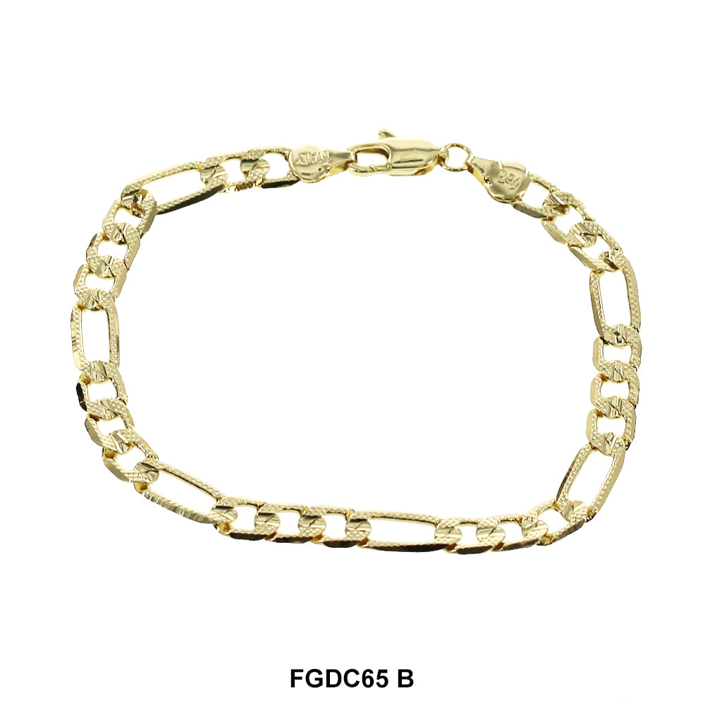 6.5 MM Figaro Diamond Cut Bracelet FGDC65 B