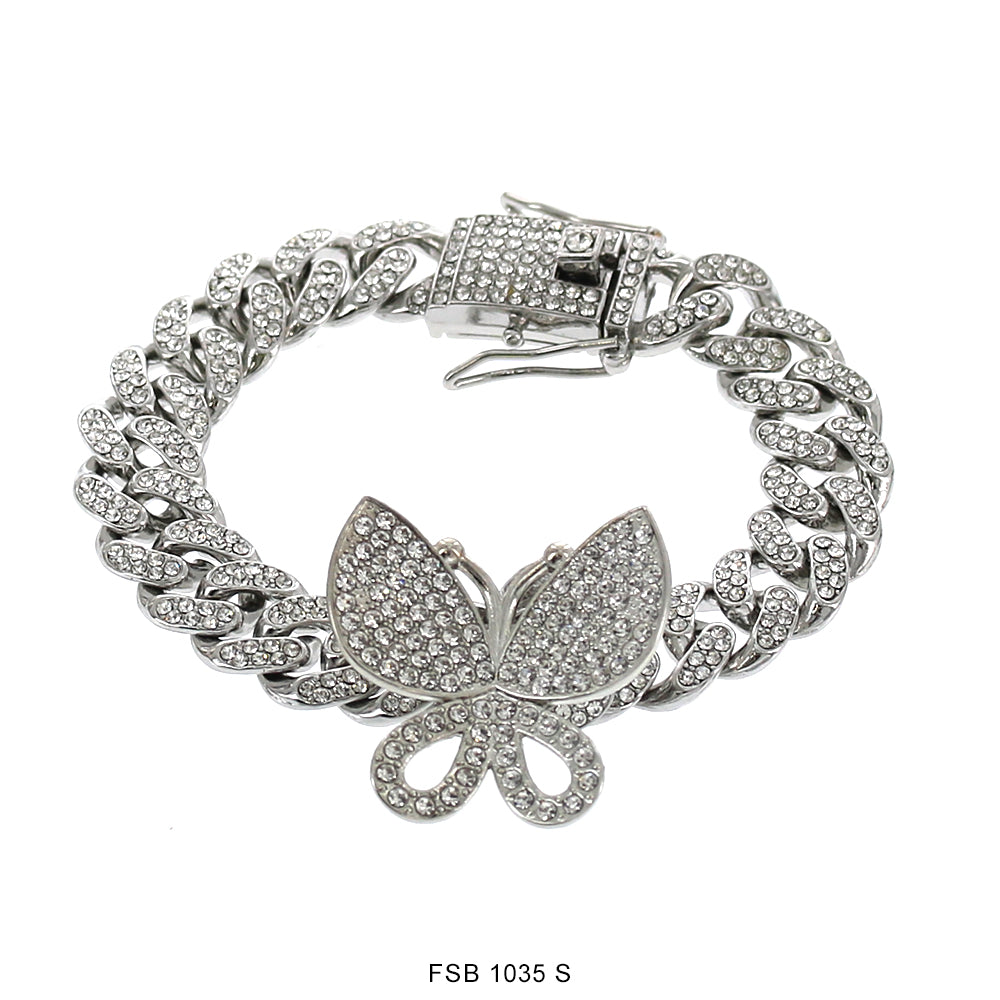 14 MM Stones Butterfly Bracelet FSB 1035 (S) 8"