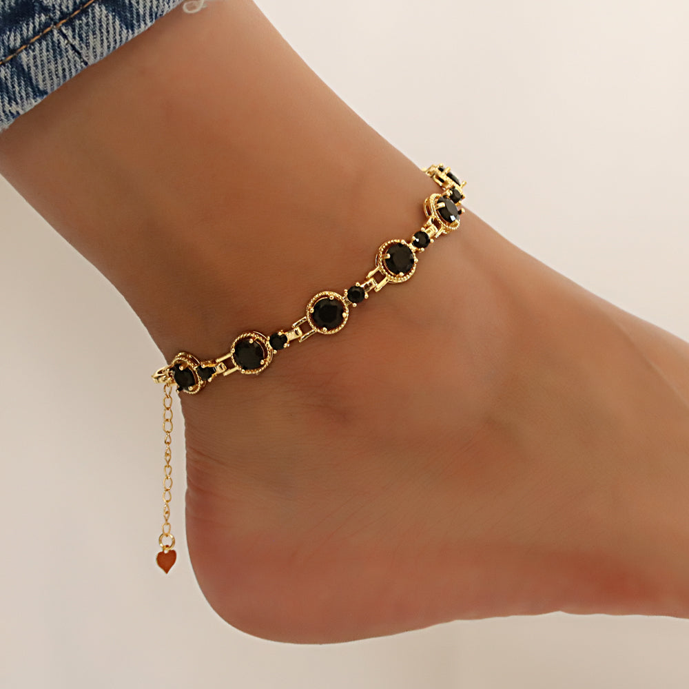 Full Stones CZ Anklet A 2108 (G) BK