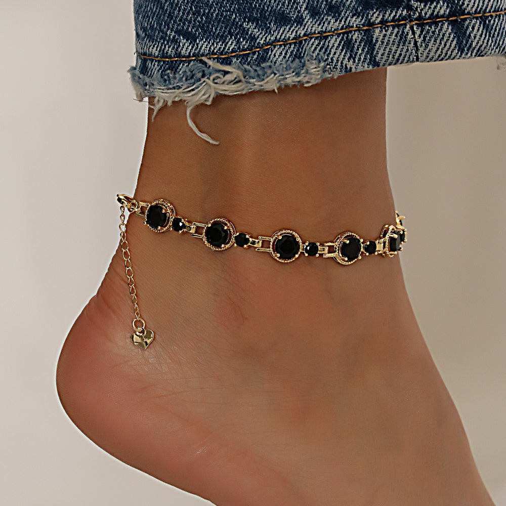 Full Stones CZ Anklet A 2108 (G) BK