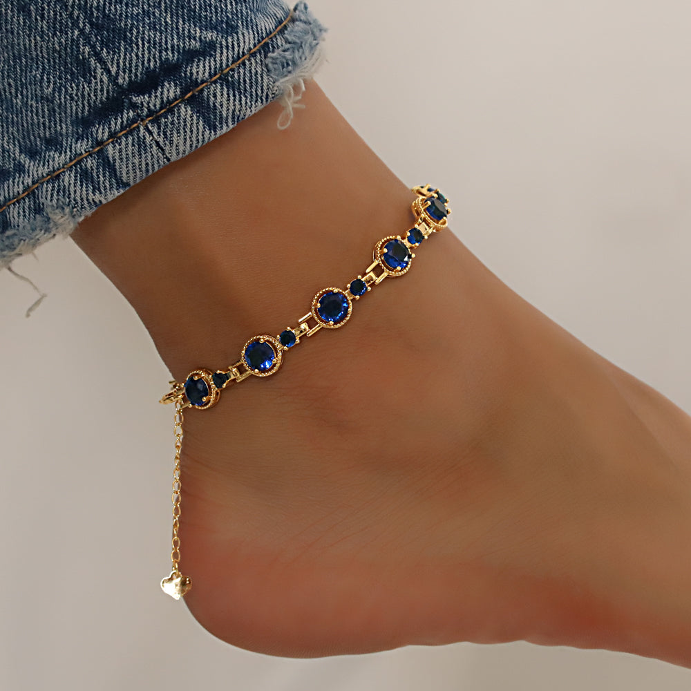 Full Stones CZ Anklet A 2108 (G) BL