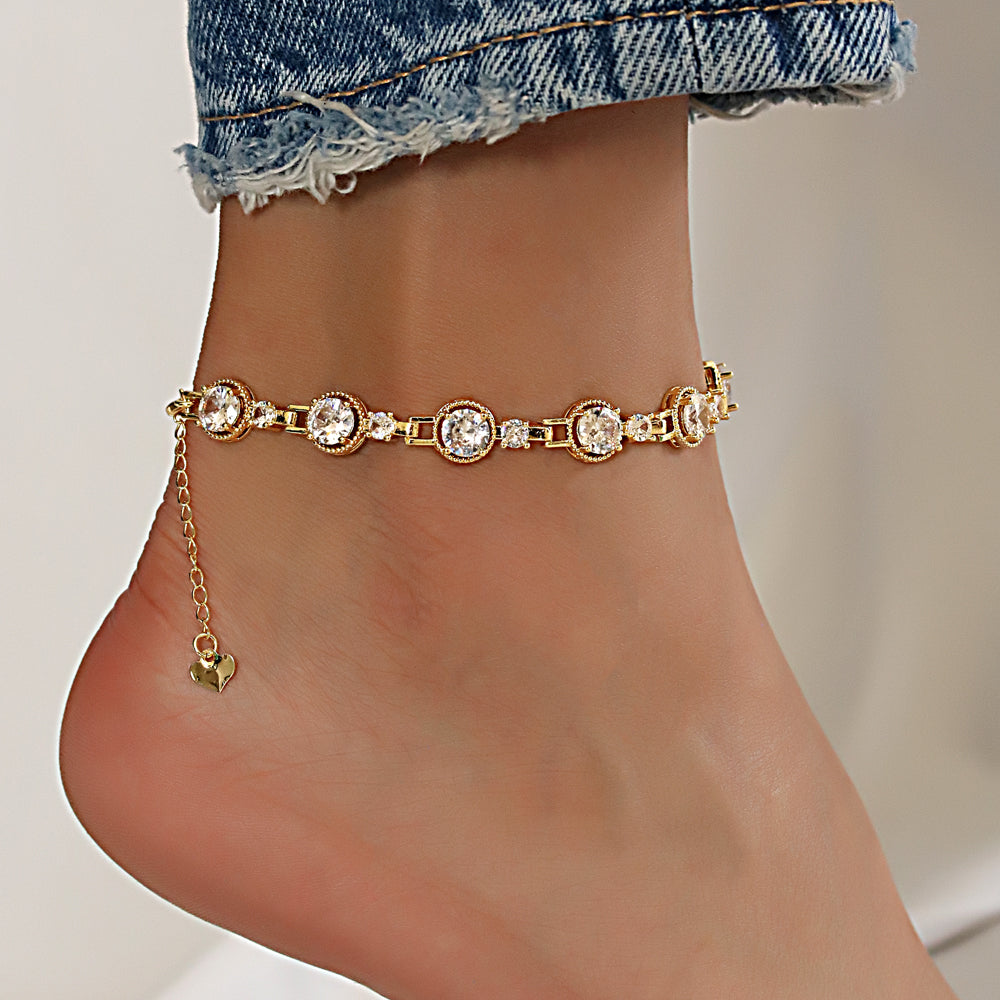 Full Stones CZ Anklet A 2108 (G) W