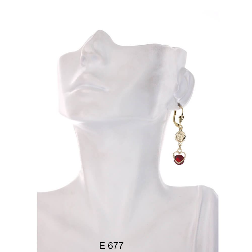 Heart Hanging Earrings E 677