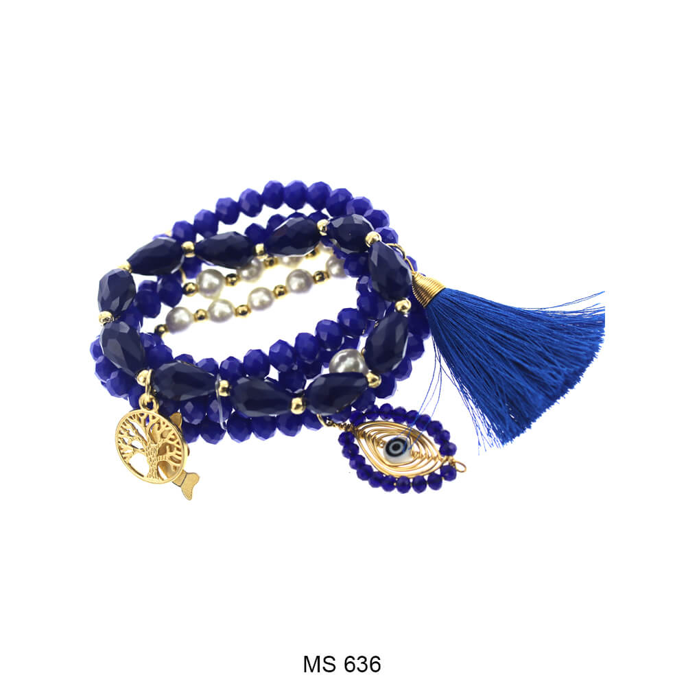 Evil Eye Beads 5 Bracelets Set MS 636