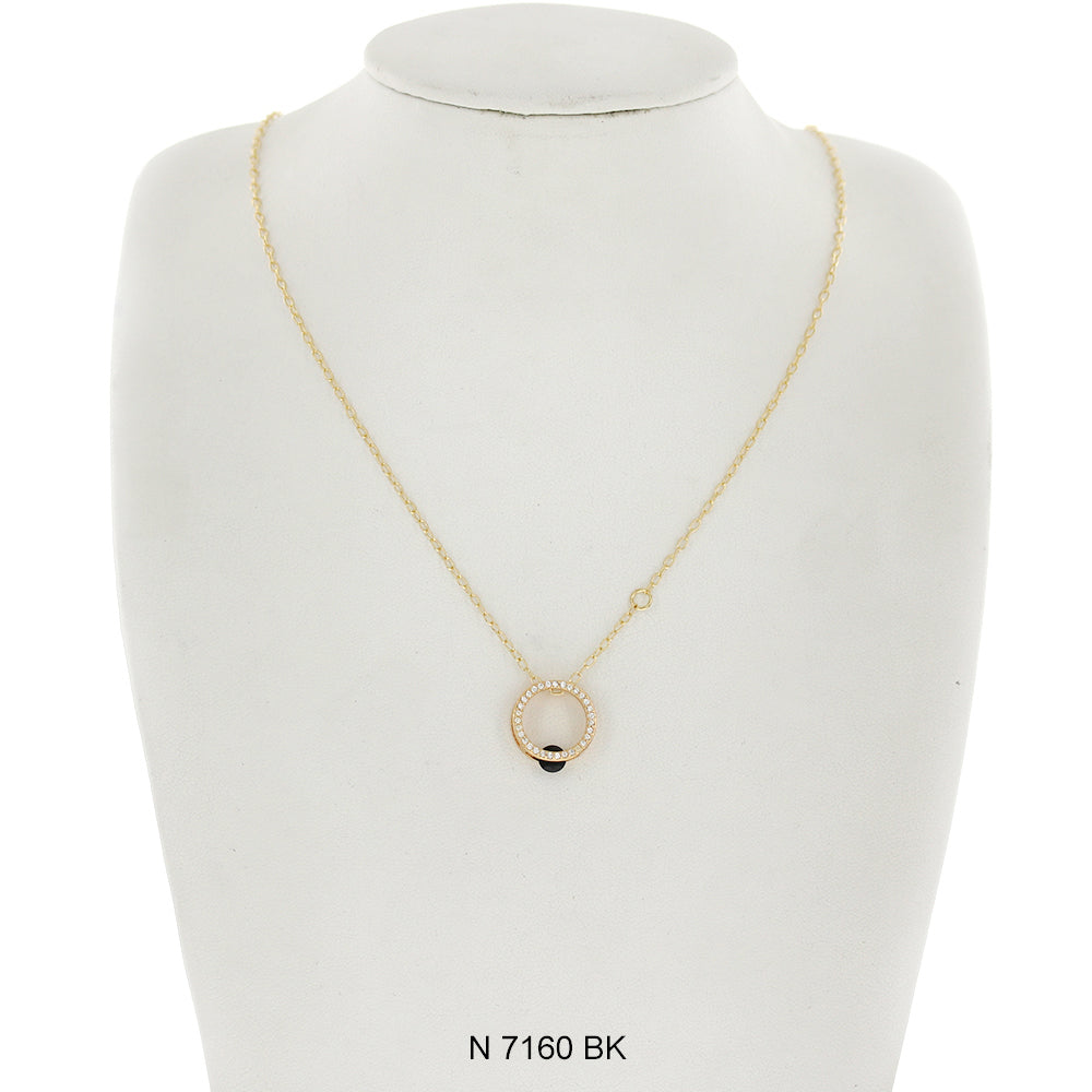 Round Charm Necklace N 7160 BK