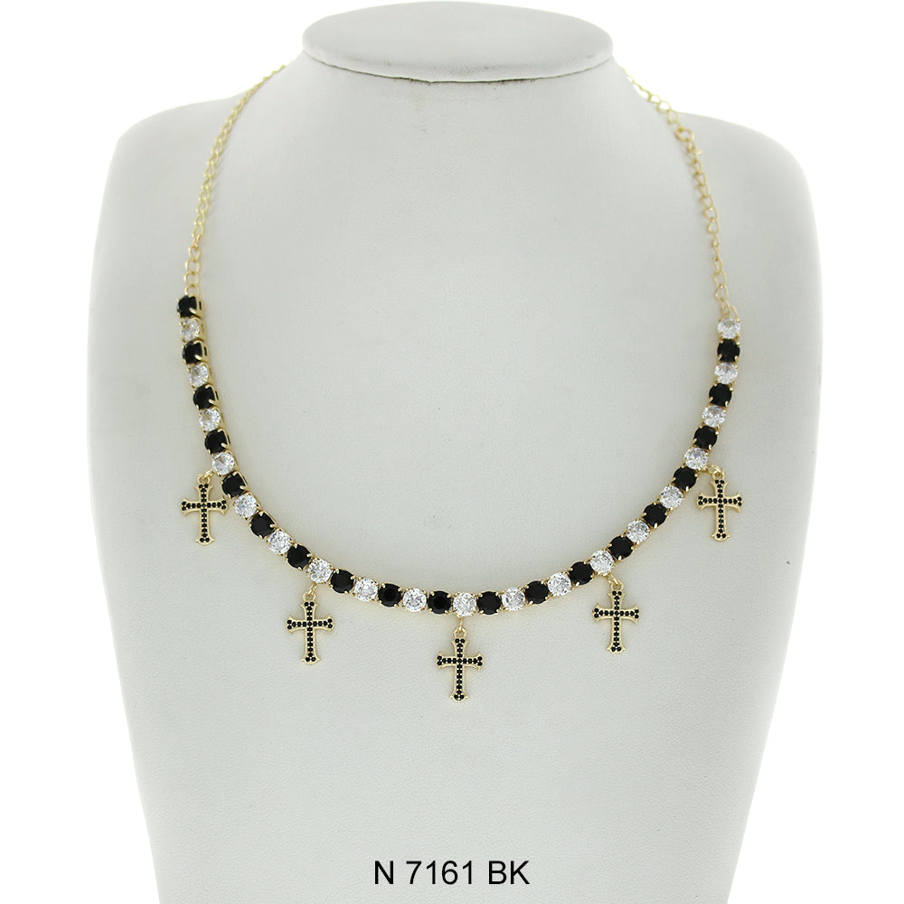 Cross Charms Choker Necklace N 7161 BK