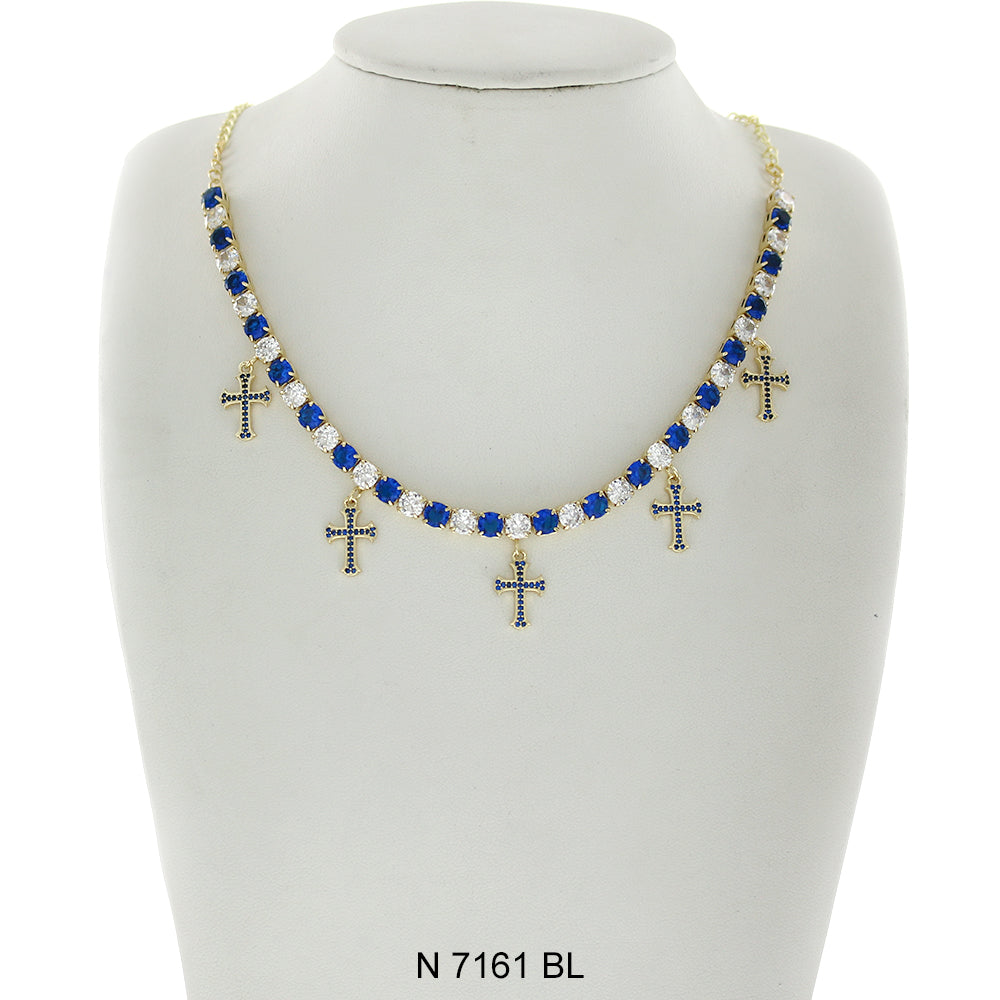 Cross Charms Choker Necklace N 7161 BL