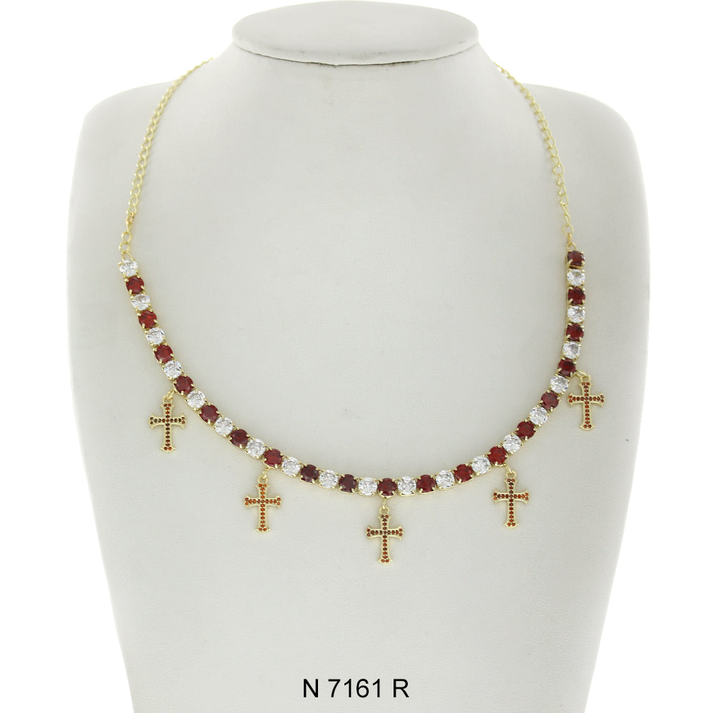 Cross Charms Choker Necklace N 7161 R