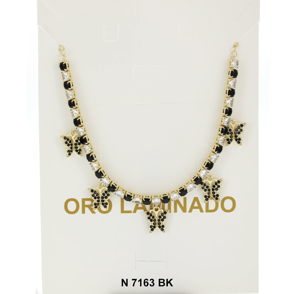 Butterfly Charms Choker Necklace N 7163 BK