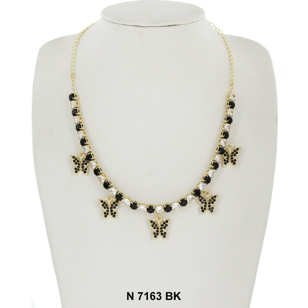 Butterfly Charms Choker Necklace N 7163 BK