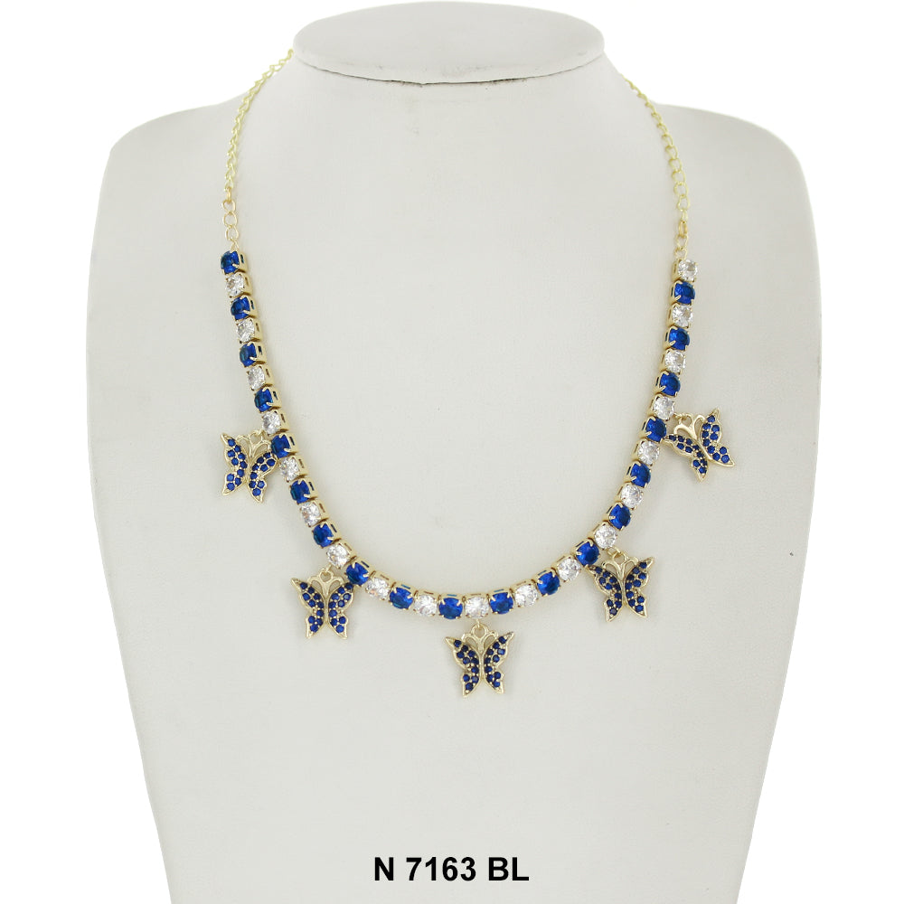 Butterfly Charms Choker Necklace N 7163 BL