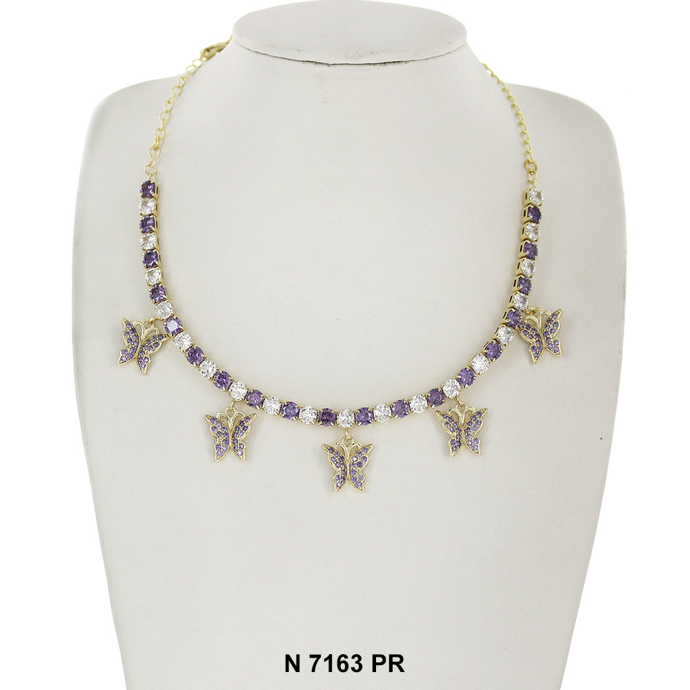 Butterfly Charms Choker Necklace N 7163 PR