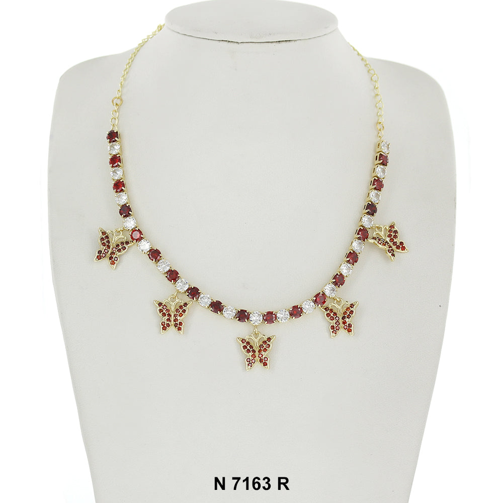 Butterfly Charms Choker Necklace N 7163 R