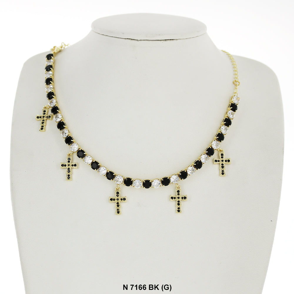 Cross Charms Choker Necklace N 7166 BK