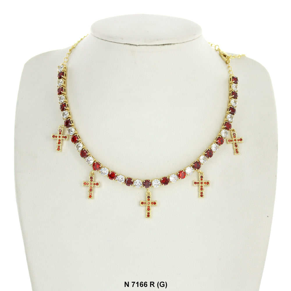 Cross Charms Choker Necklace N 7166 R