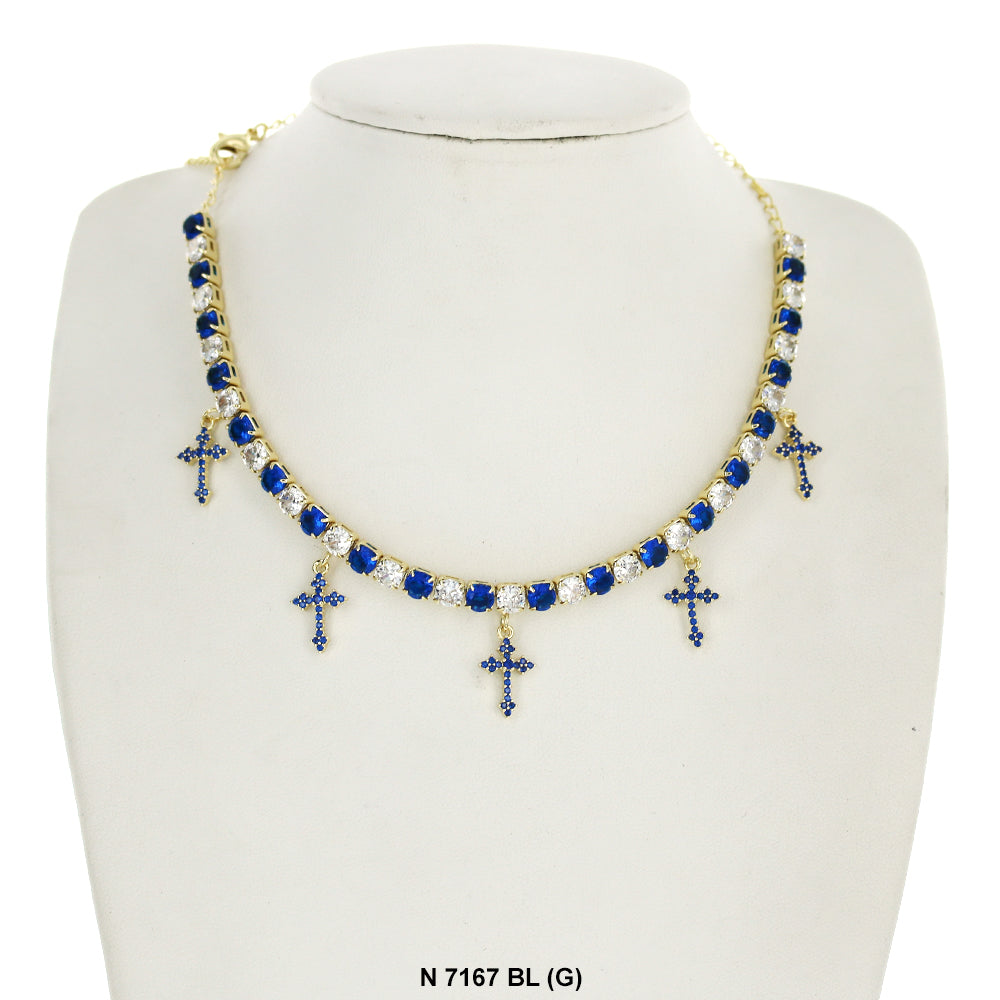 Cross Charms Choker Necklace N 7167 BL