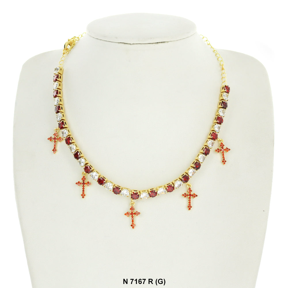 Cross Charms Choker Necklace N 7167 R