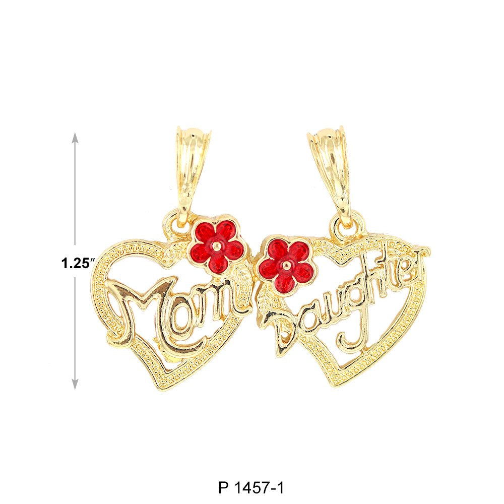 Mom Daughter Heart Pendant P 1457-1