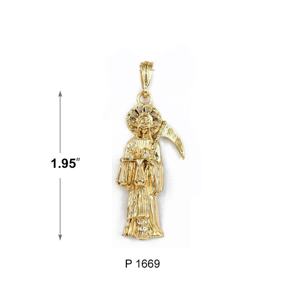 Colgante Santa Muerte bañado en oro P 1669-1670-1671