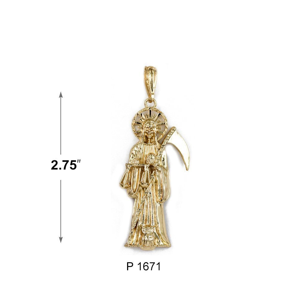 Colgante Santa Muerte bañado en oro P 1669-1670-1671