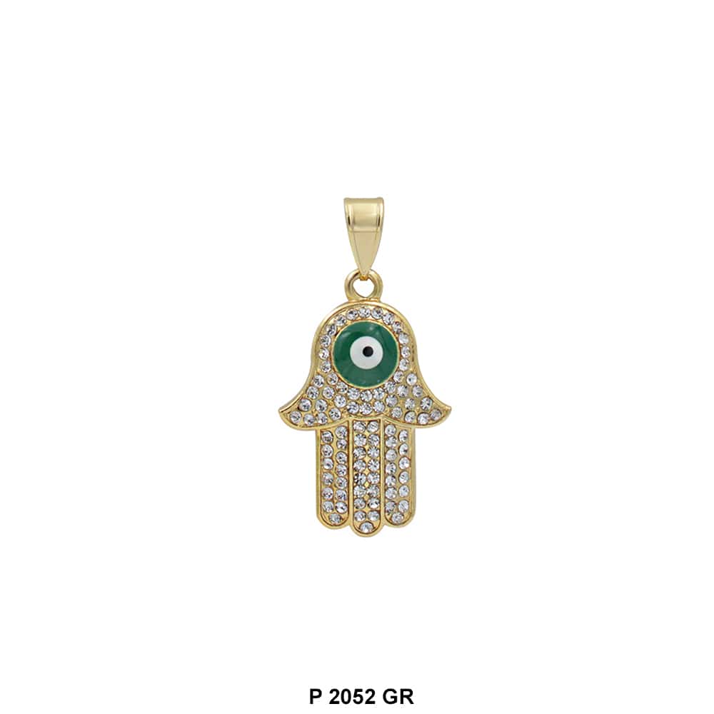 Hamsa Hand Evil Eye Pendant P 2052 GR