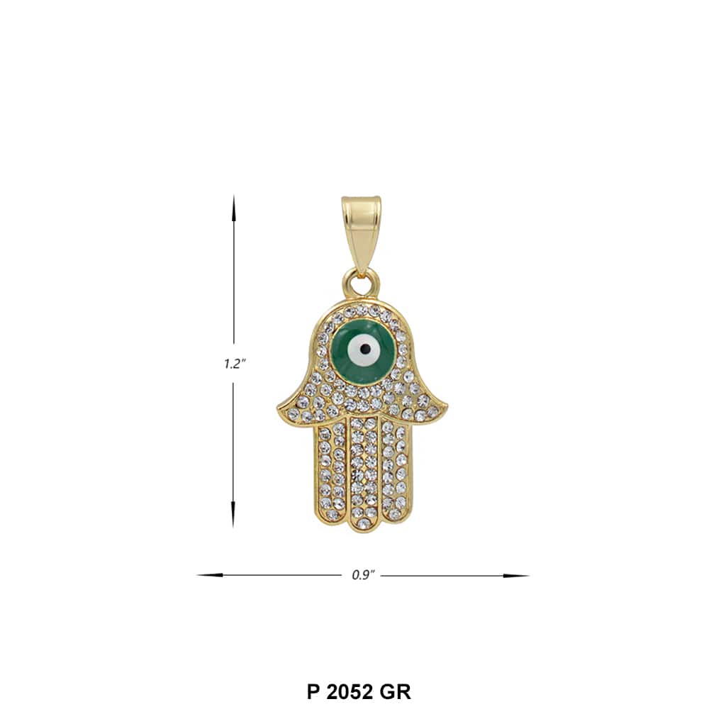 Hamsa Hand Evil Eye Pendant P 2052 GR