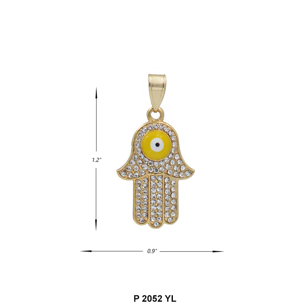 Hamsa Hand Evil Eye Pendant P 2052 YL