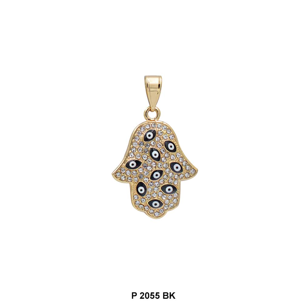 Hamsa Hand Evil Eye Pendant P 2055 BK