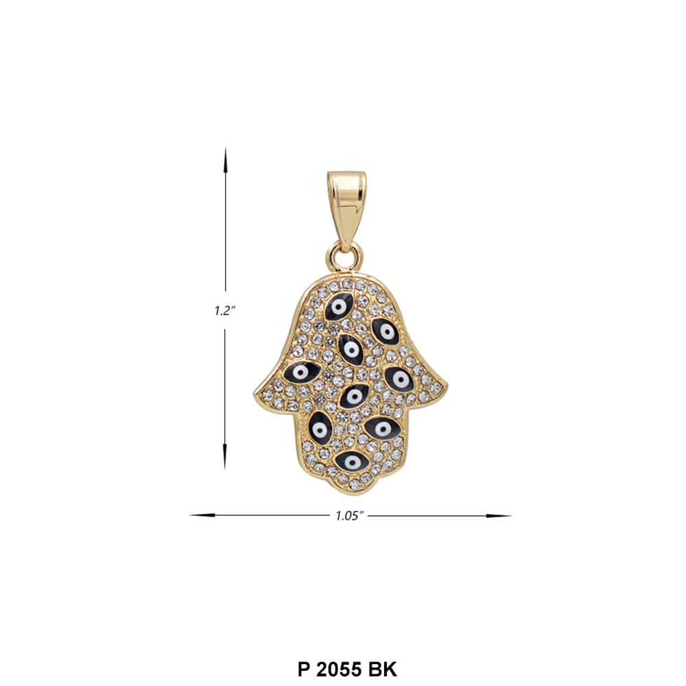 Hamsa Hand Evil Eye Pendant P 2055 BK