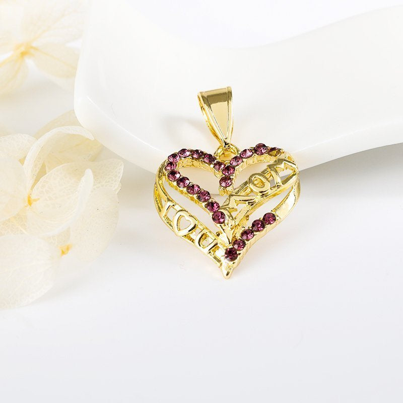 Mom Heart Pendant Purple P 416 PR