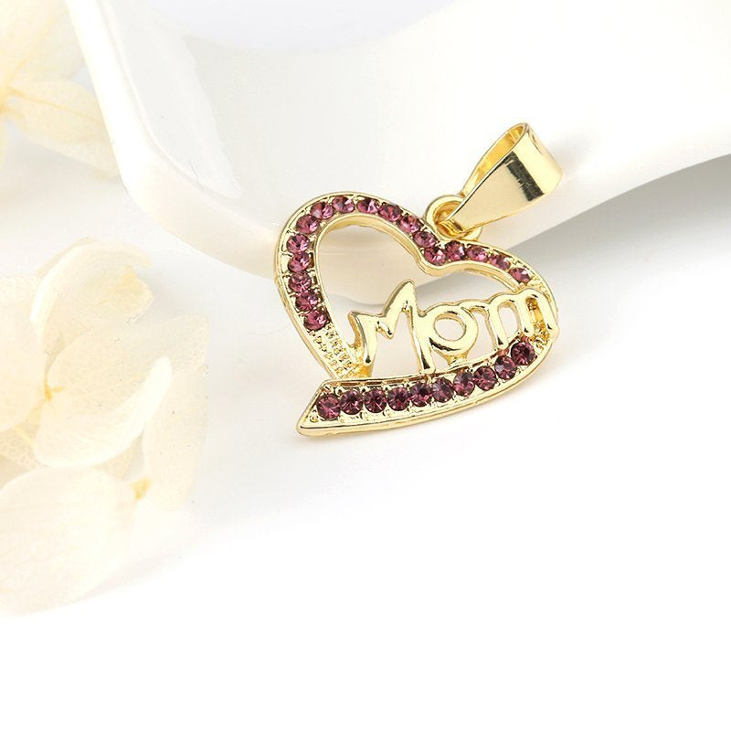 Mom Heart Pendant Purple P 417 PR