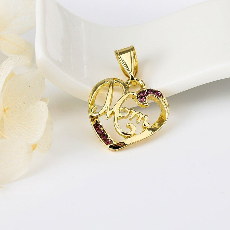 Mom Heart Pendant Purple P 418 PR