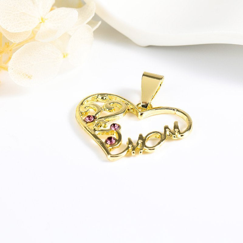 Mom Heart Pendant Purple P 419 PR