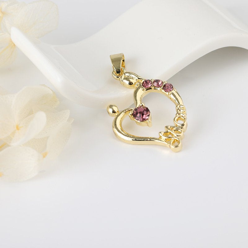 Mom Heart Pendant Purple P 421 PR