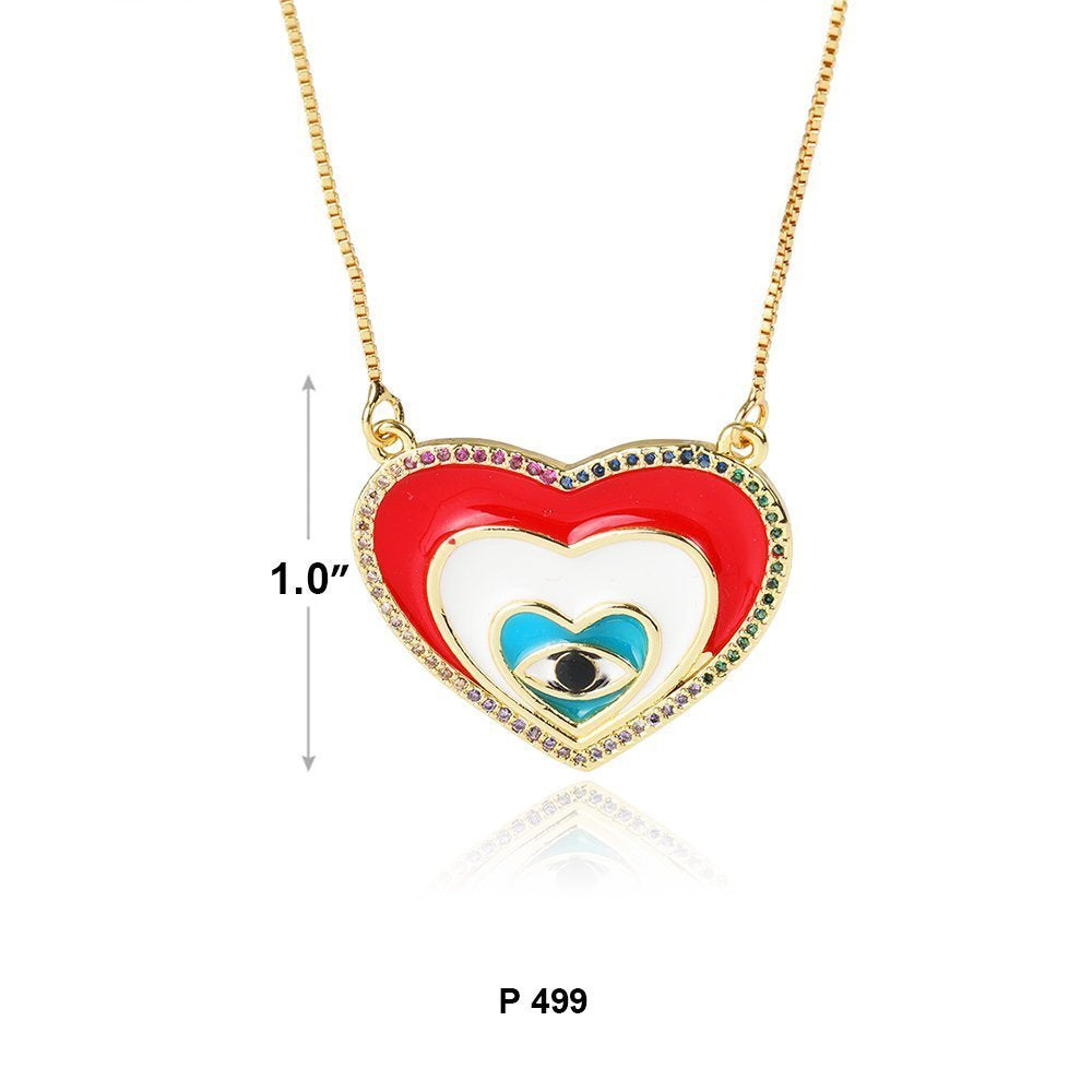 Heart Evil Eye Pendant With Chain P 499