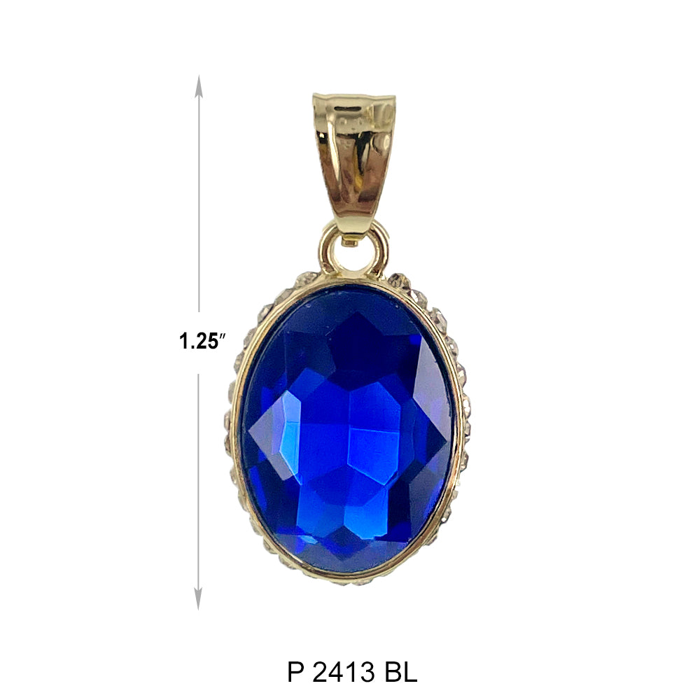 Guadalupe Oval Stone Pendant P 2413 BL