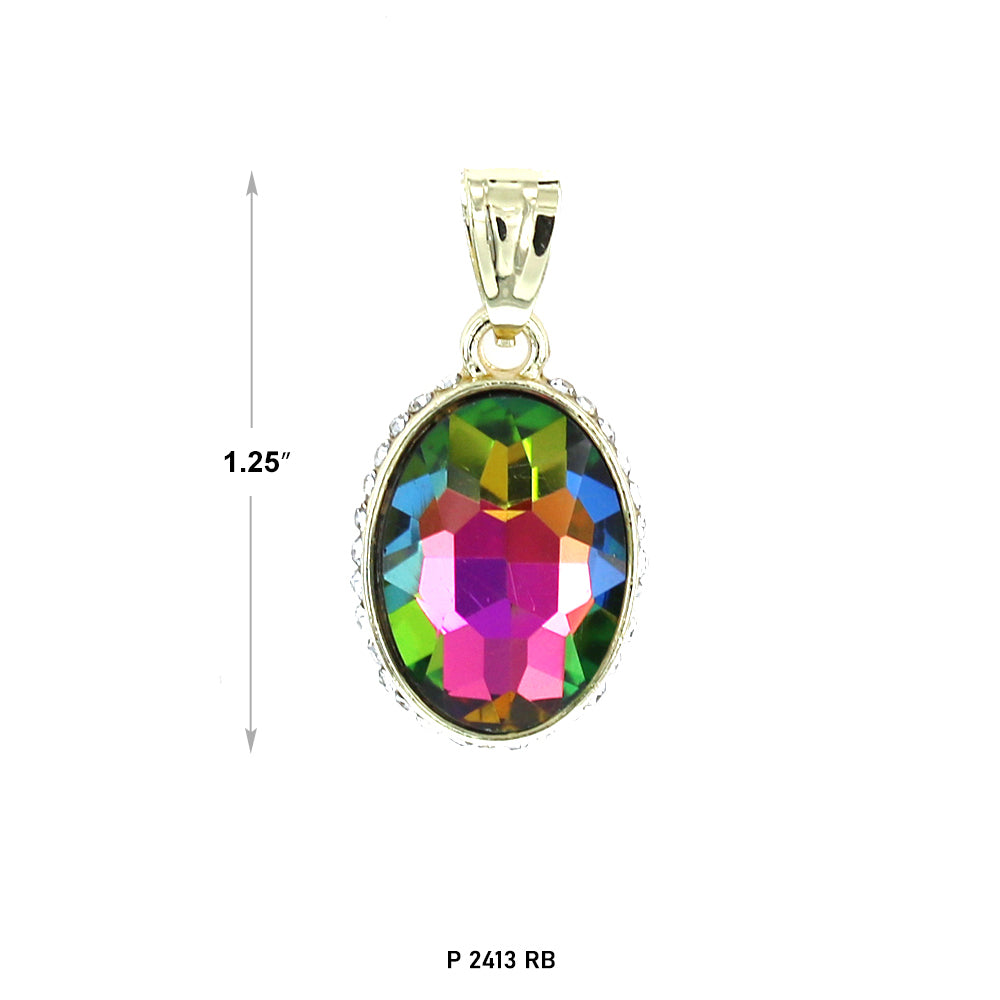 Guadalupe Oval Stone Pendant P 2413 RB