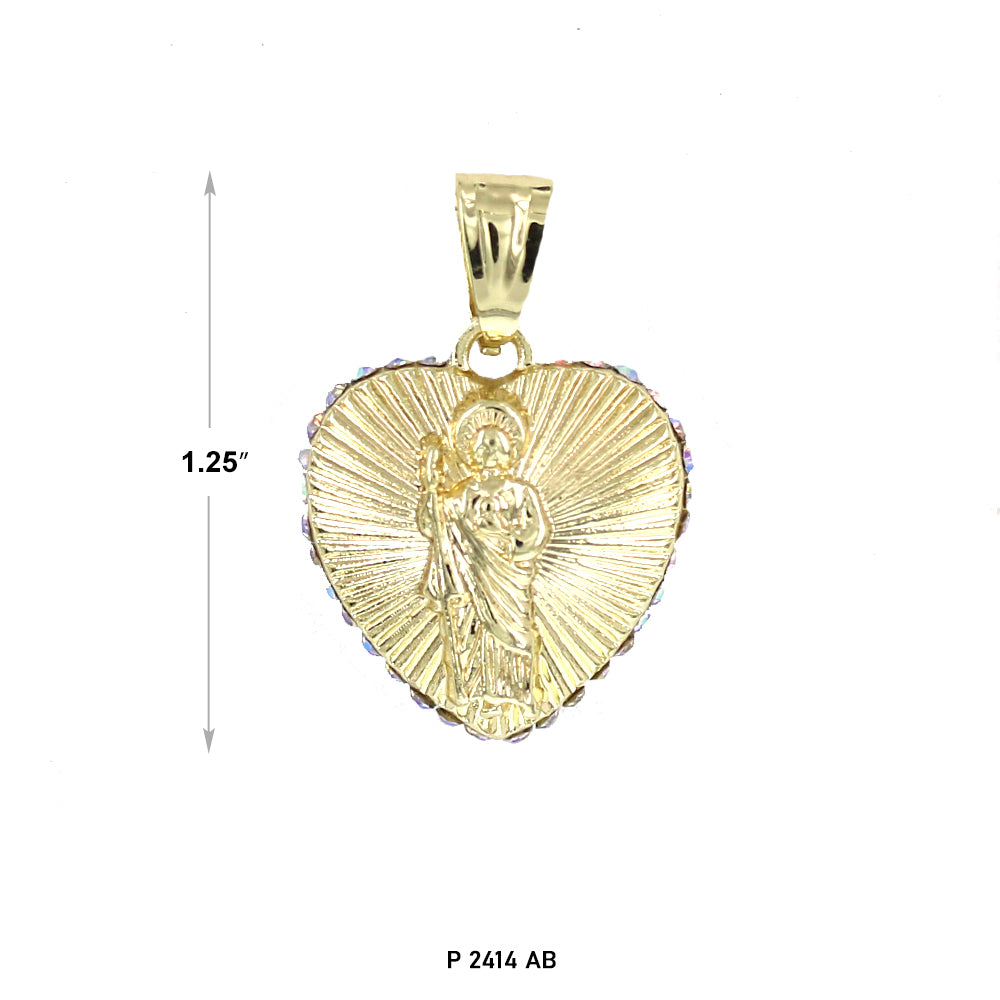 San Judas Heart Stone Pendant P 2414 AB