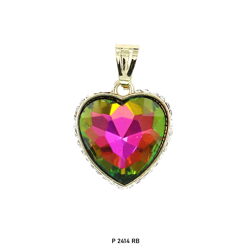 San Judas Heart Stone Pendant P 2414 RB