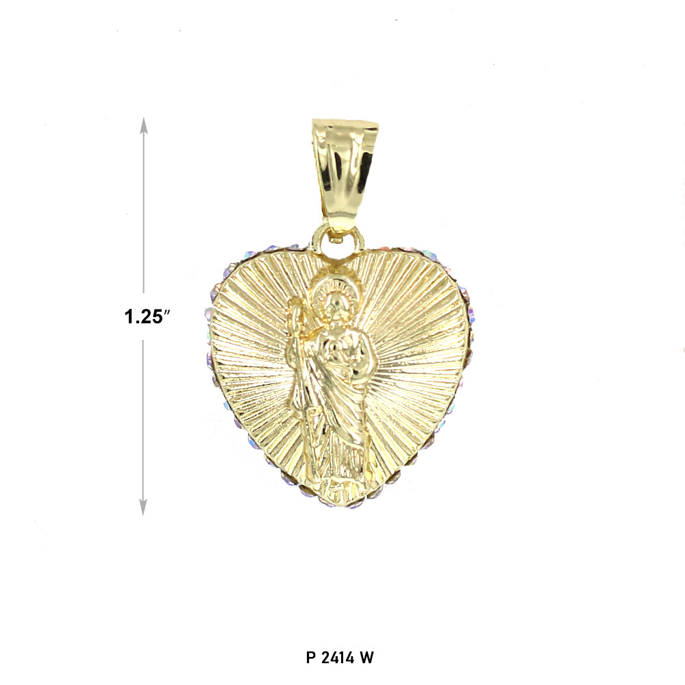 San Judas Heart Stone Pendant P 2414 W