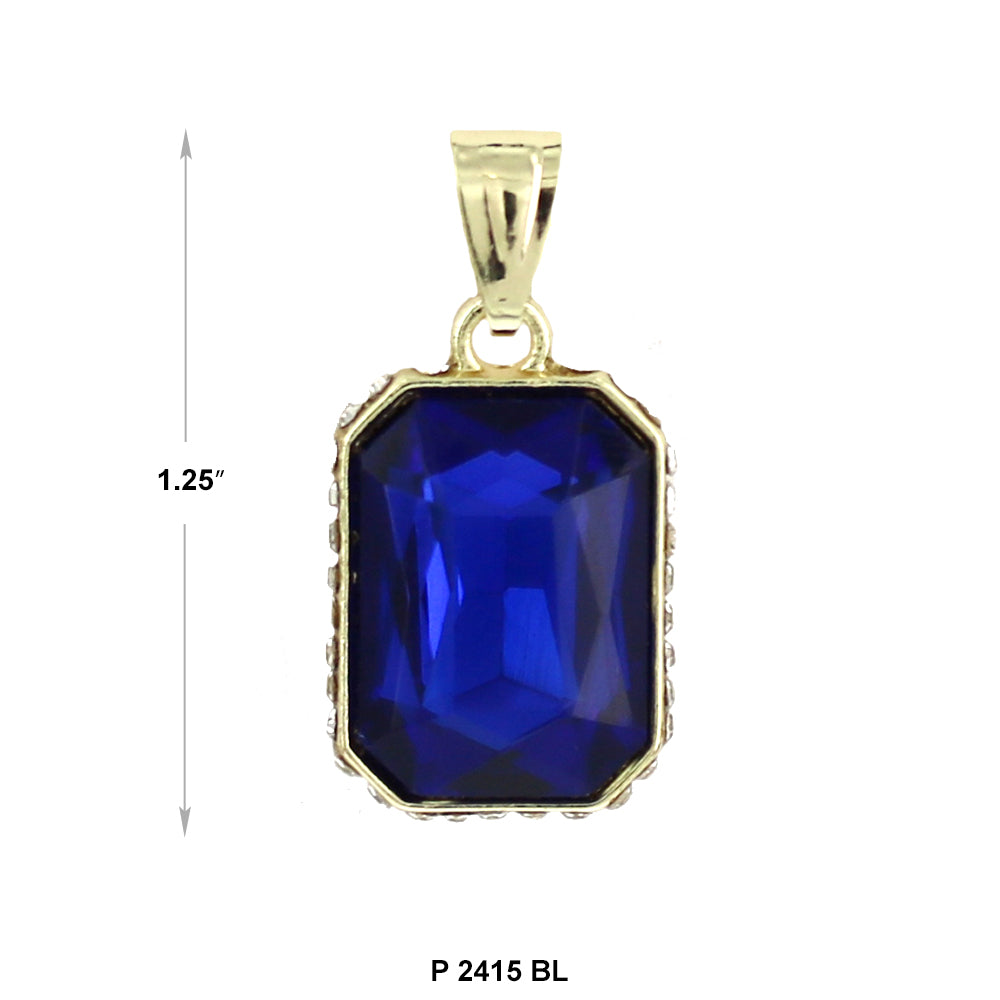 Guadalupe Square Stone Pendant P 2415 BL