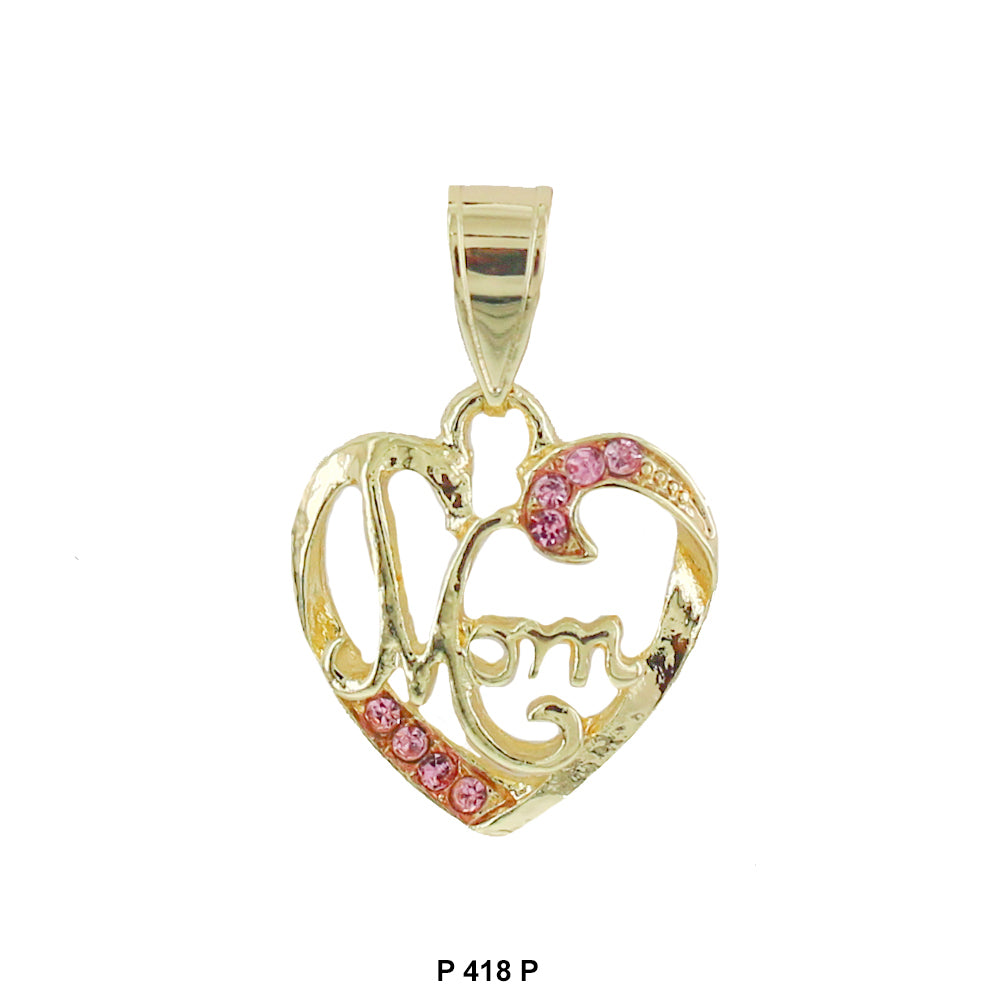 Mom Heart Pendant Pink P 418 P