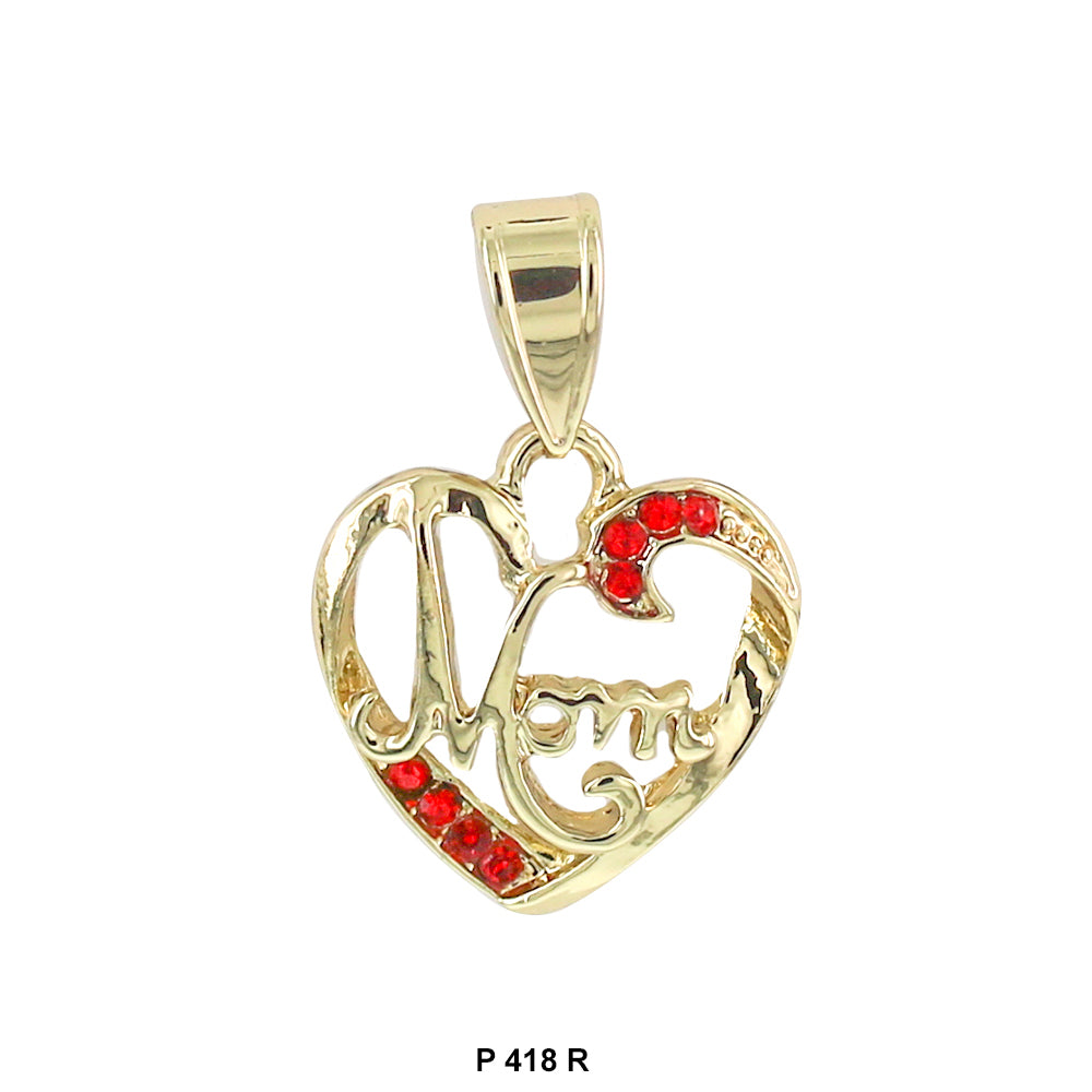 Mom Heart Pendant Red P 418 R