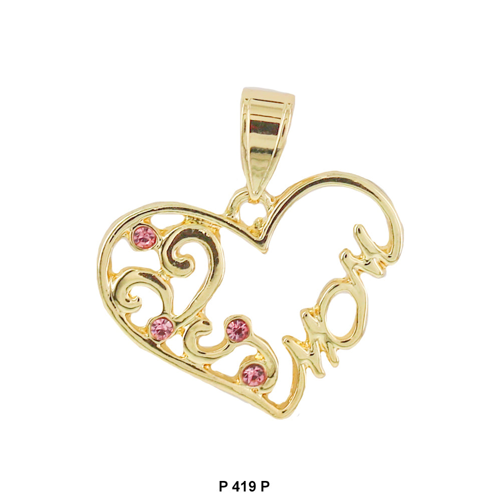 Mom Heart Pendant Pink P 419 P