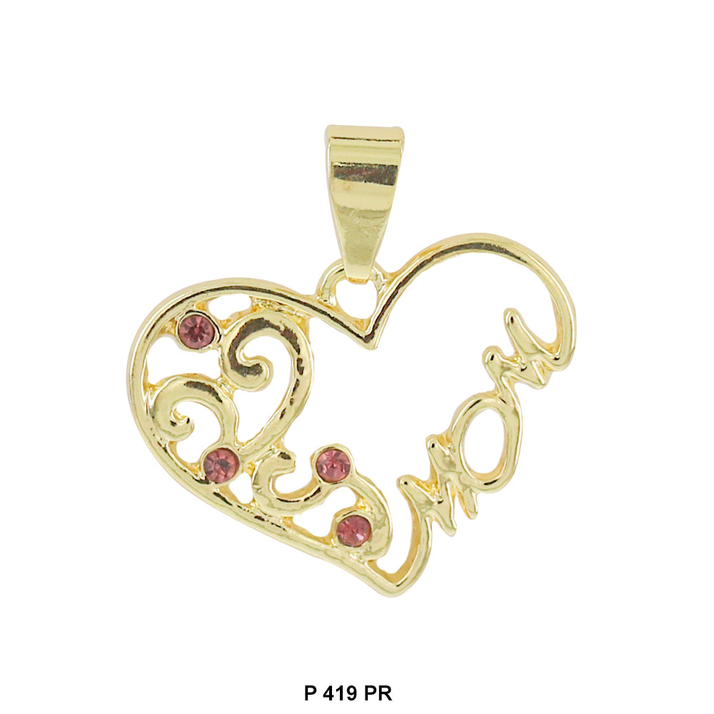 Mom Heart Pendant Purple P 419 PR